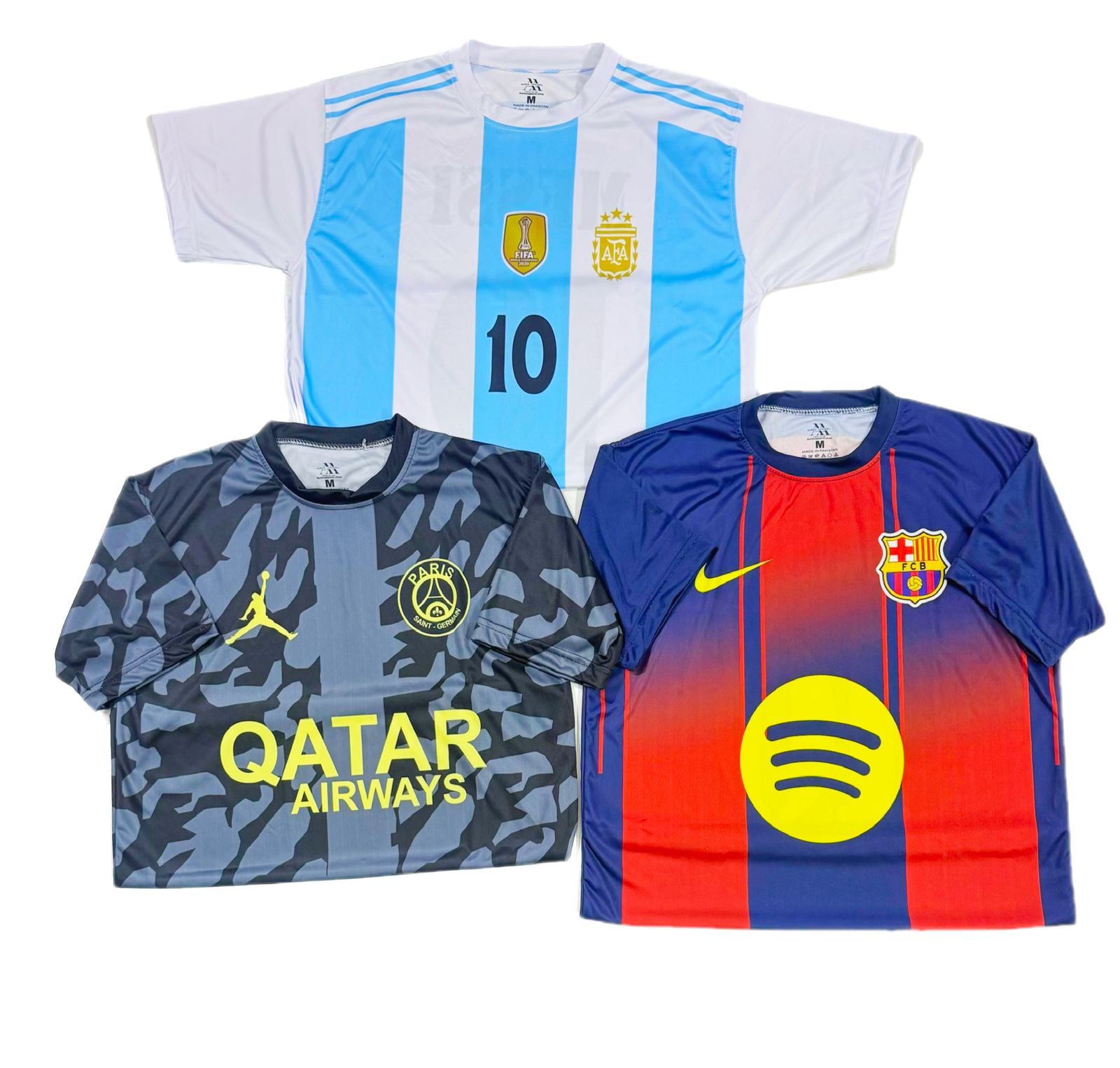 Football Jersey Collection – Argentina, PSG, and FC Barcelona